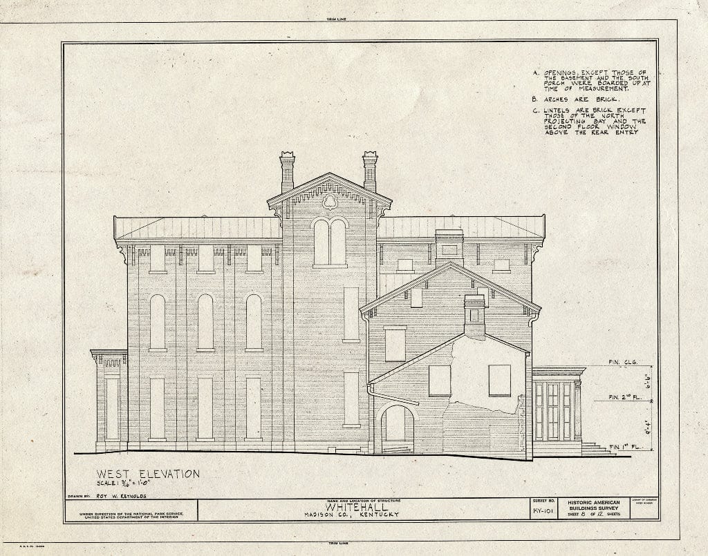 Blueprint HABS KY,76-WHAL,1- (Sheet 8 of 12) - Whitehall, Clay Lane, Richmond, Madison County, KY