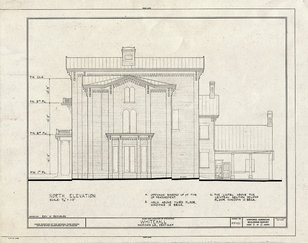 Blueprint HABS KY,76-WHAL,1- (Sheet 9 of 12) - Whitehall, Clay Lane, Richmond, Madison County, KY