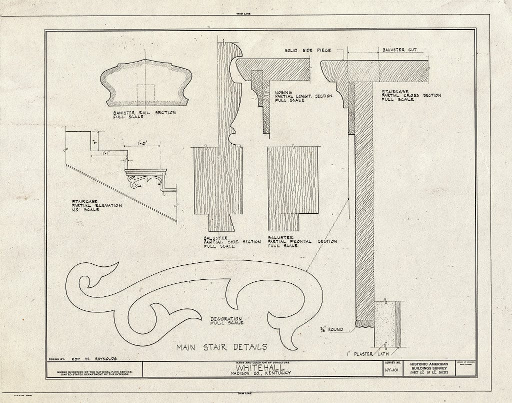 Blueprint HABS KY,76-WHAL,1- (Sheet 12 of 12) - Whitehall, Clay Lane, Richmond, Madison County, KY