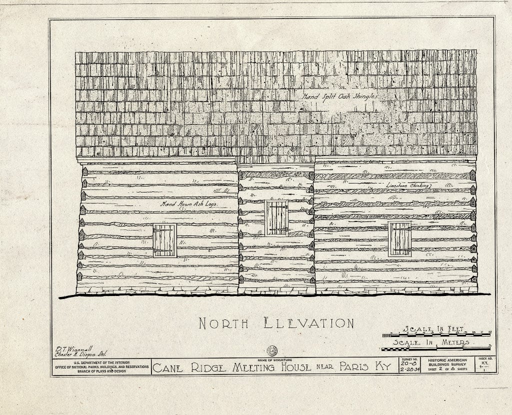 Blueprint HABS KY,9-CANRI,1- (Sheet 2 of 8) - Cane Ridge Meeting House, Little Rock Road, Paris, Bourbon County, KY