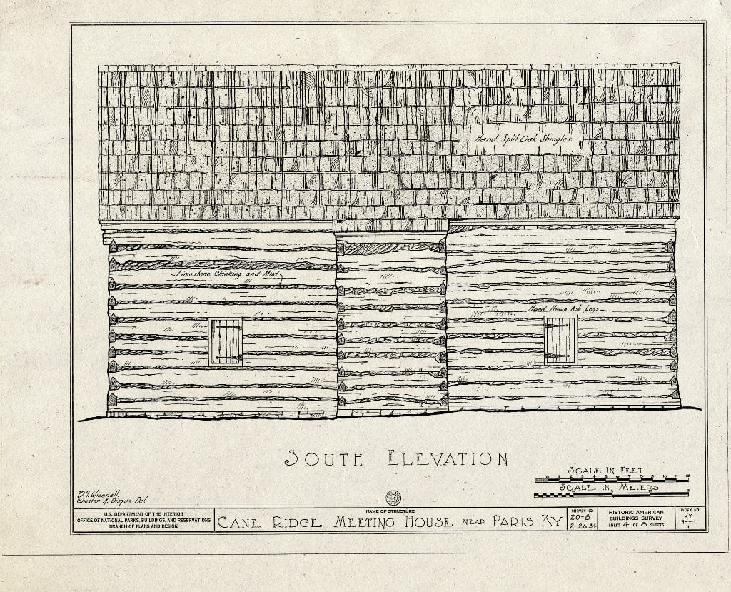 Blueprint HABS KY,9-CANRI,1- (Sheet 4 of 8) - Cane Ridge Meeting House, Little Rock Road, Paris, Bourbon County, KY