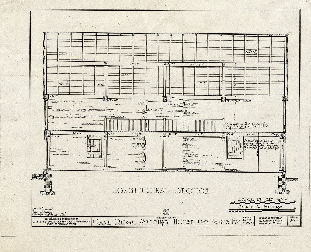 Blueprint HABS KY,9-CANRI,1- (Sheet 6 of 8) - Cane Ridge Meeting House, Little Rock Road, Paris, Bourbon County, KY