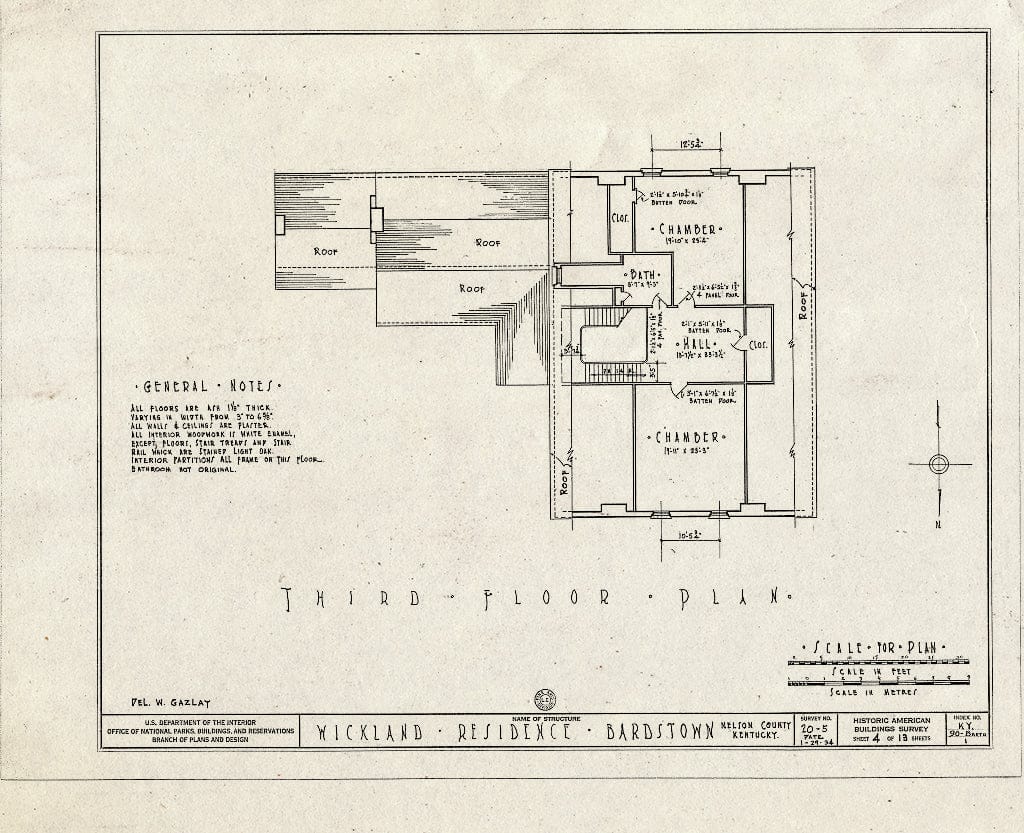 Blueprint HABS KY,90-Barto,1- (Sheet 4 of 13) - Wickland, U.S. Route 55, Bardstown, Nelson County, KY