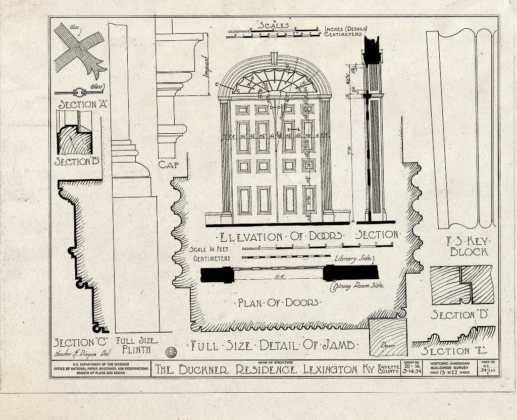 Blueprint HABS KY,34-LEX,1- (Sheet 13 of 22) - Rose Hill, 461 North Limestone Street, Lexington, Fayette County, KY