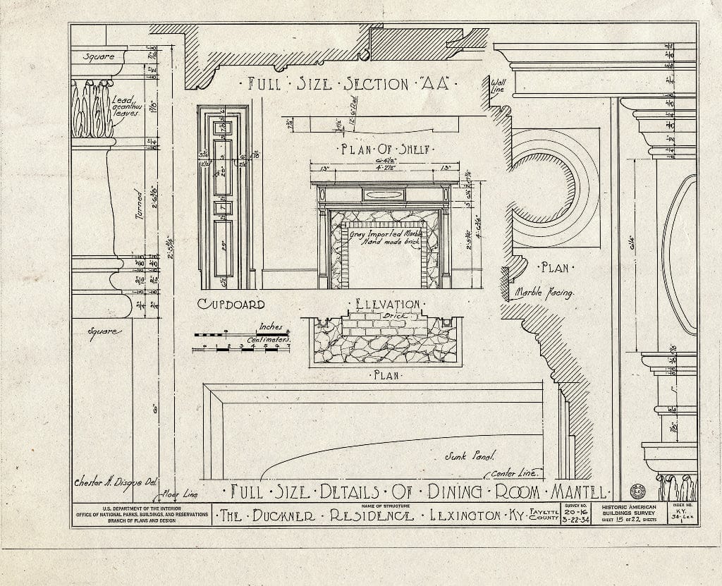 Blueprint HABS KY,34-LEX,1- (Sheet 15 of 22) - Rose Hill, 461 North Limestone Street, Lexington, Fayette County, KY