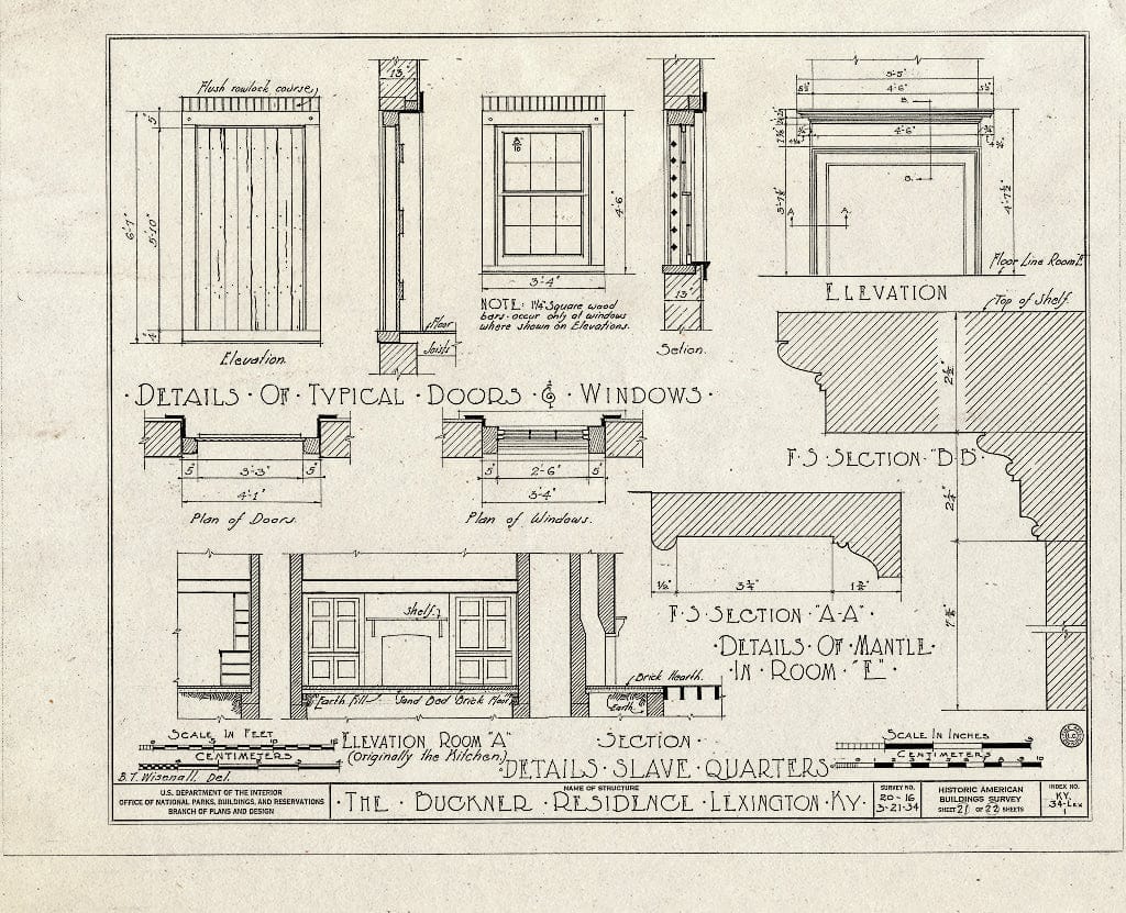Blueprint HABS KY,34-LEX,1- (Sheet 21 of 22) - Rose Hill, 461 North Limestone Street, Lexington, Fayette County, KY