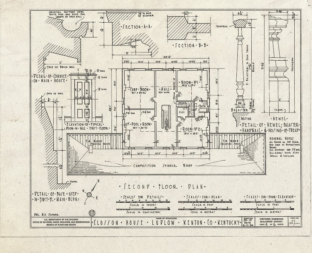 Blueprint HABS KY,59-LUDLO,1- (Sheet 4 of 6) - Old Closson House, Closson Court & Ringold Streets, Ludlow, Kenton County, KY