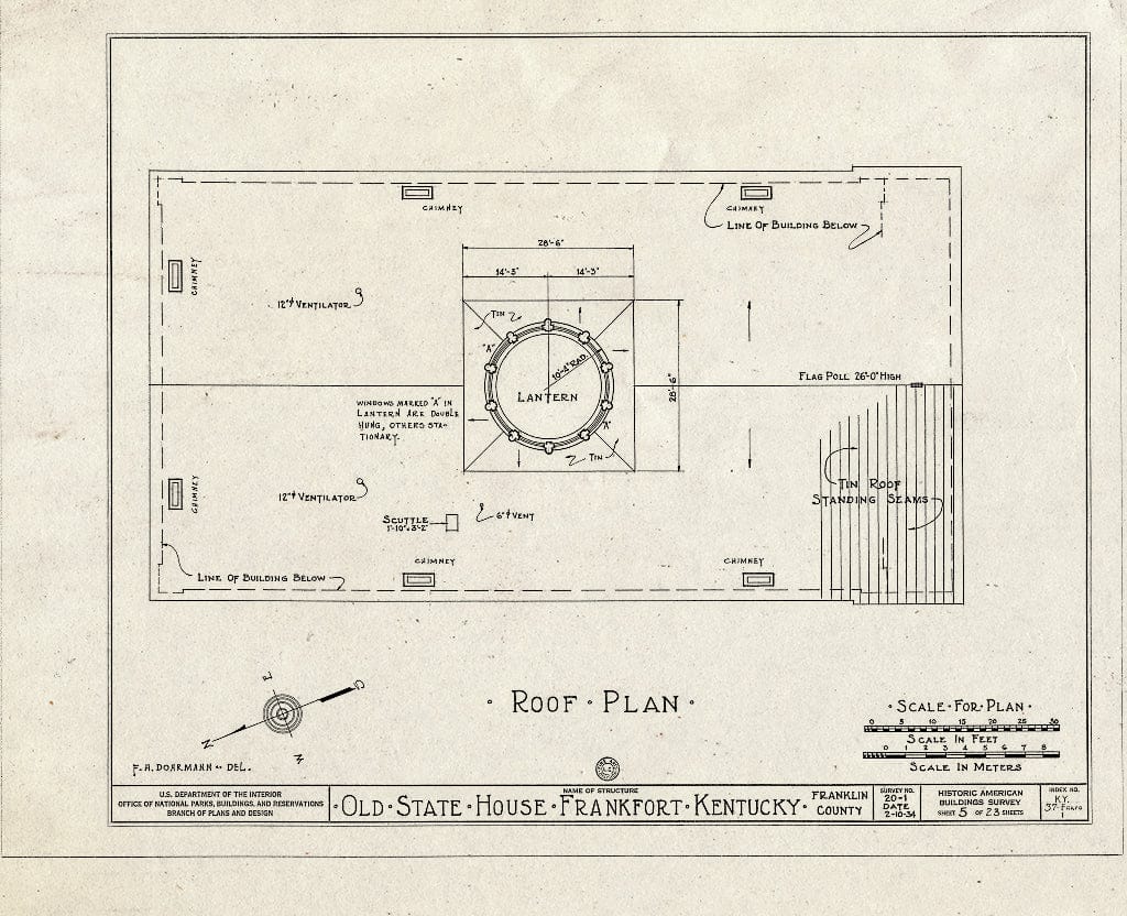 Blueprint HABS KY,37-FRAFO,1- (Sheet 5 of 23) - Old State House, Broadway, Bounded by Madison, Clinton & Lewis Streets, Frankfort, Franklin County, KY