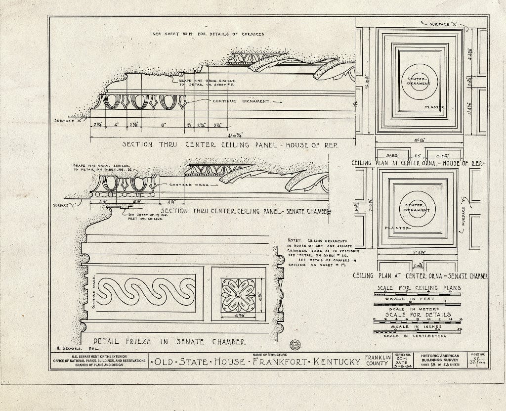Blueprint HABS KY,37-FRAFO,1- (Sheet 18 of 23) - Old State House, Broadway, Bounded by Madison, Clinton & Lewis Streets, Frankfort, Franklin County, KY