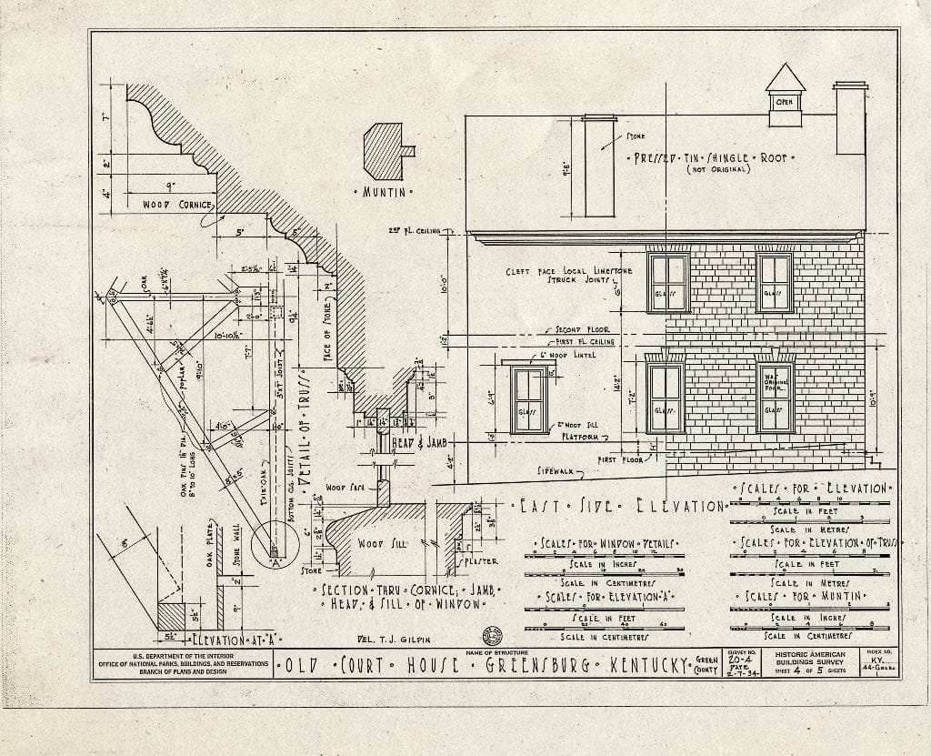 Blueprint HABS KY,44-GREBU,1- (Sheet 4 of 5) - Old Courthouse, Main Street, Greensburg, Green County, KY