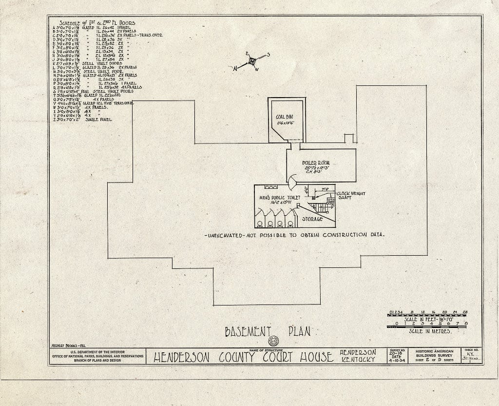 Blueprint HABS KY,51-HEND,1- (Sheet 2 of 9) - Henderson County Court House, First & Main Streets, Henderson, Henderson County, KY