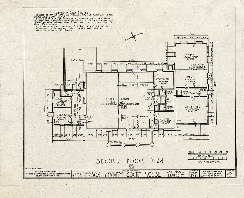 Blueprint HABS KY,51-HEND,1- (Sheet 4 of 9) - Henderson County Court House, First & Main Streets, Henderson, Henderson County, KY