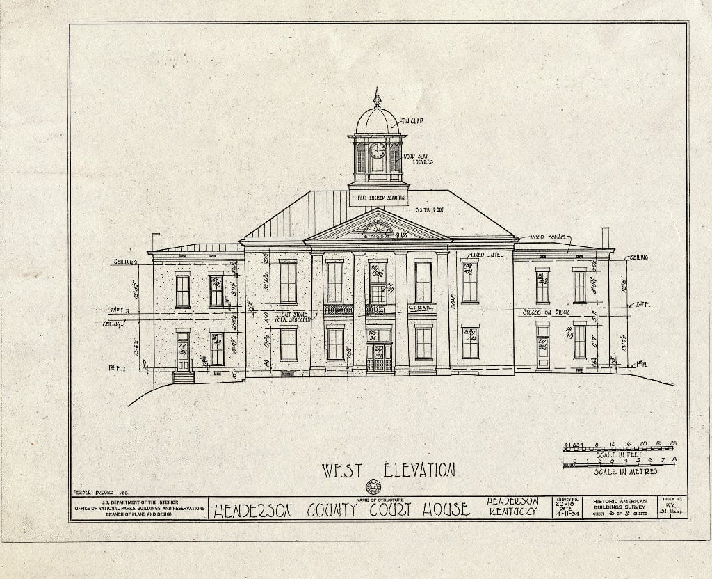 Blueprint HABS KY,51-HEND,1- (Sheet 6 of 9) - Henderson County Court House, First & Main Streets, Henderson, Henderson County, KY