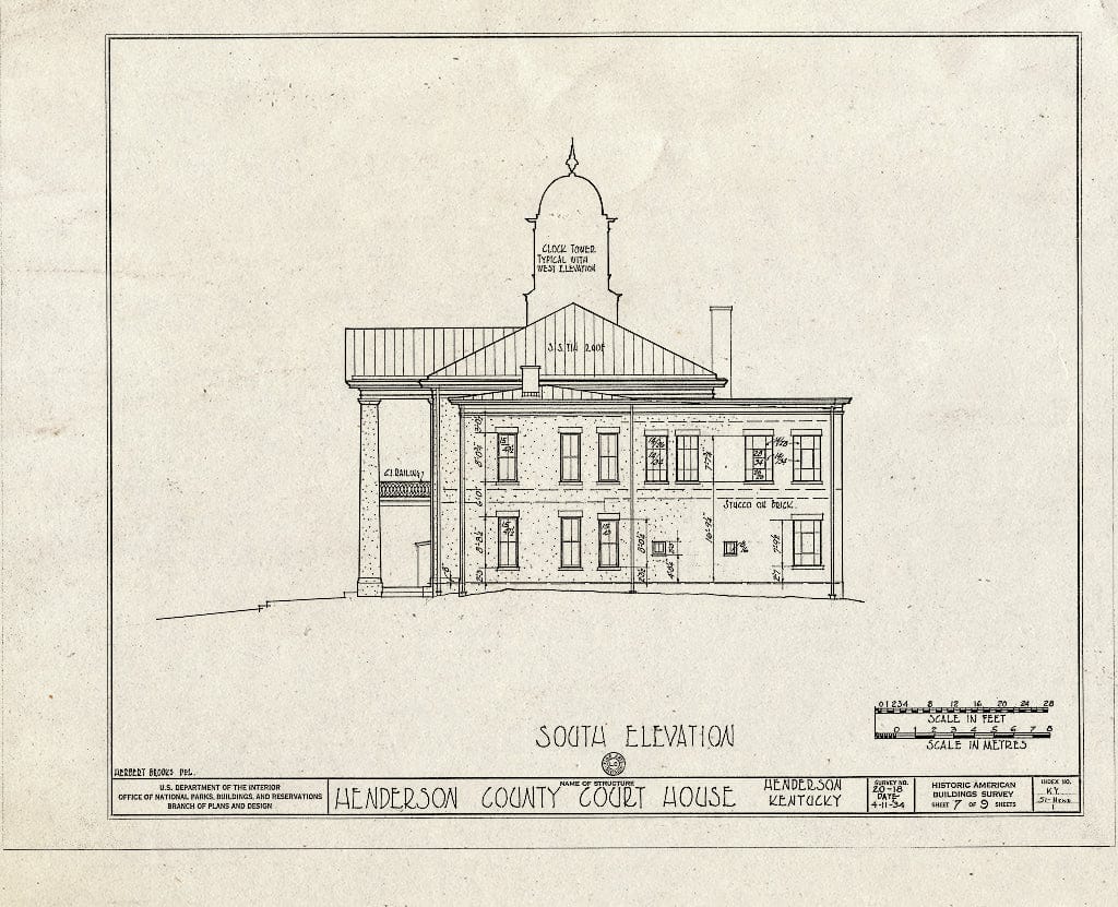 Blueprint HABS KY,51-HEND,1- (Sheet 7 of 9) - Henderson County Court House, First & Main Streets, Henderson, Henderson County, KY