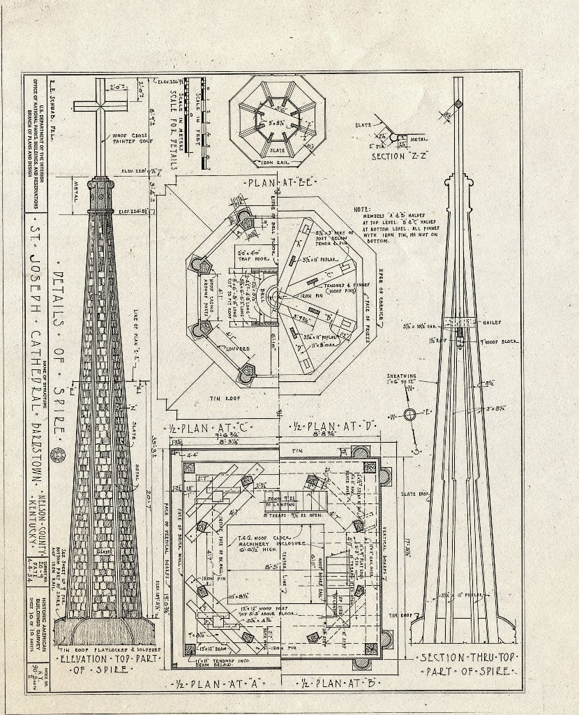 Blueprint HABS KY,90-Barto,2- (Sheet 10 of 10) - St. Joseph's Cathedral, Bardstown, Nelson County, KY