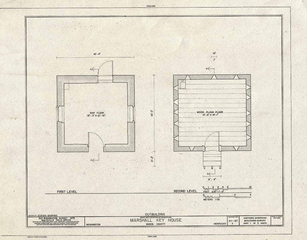 Blueprint HABS KY,81-WASH,4A- (Sheet 1 of 3) - Marshall Key House, Outbuilding, Main Street, Old Washington, Mason County, KY