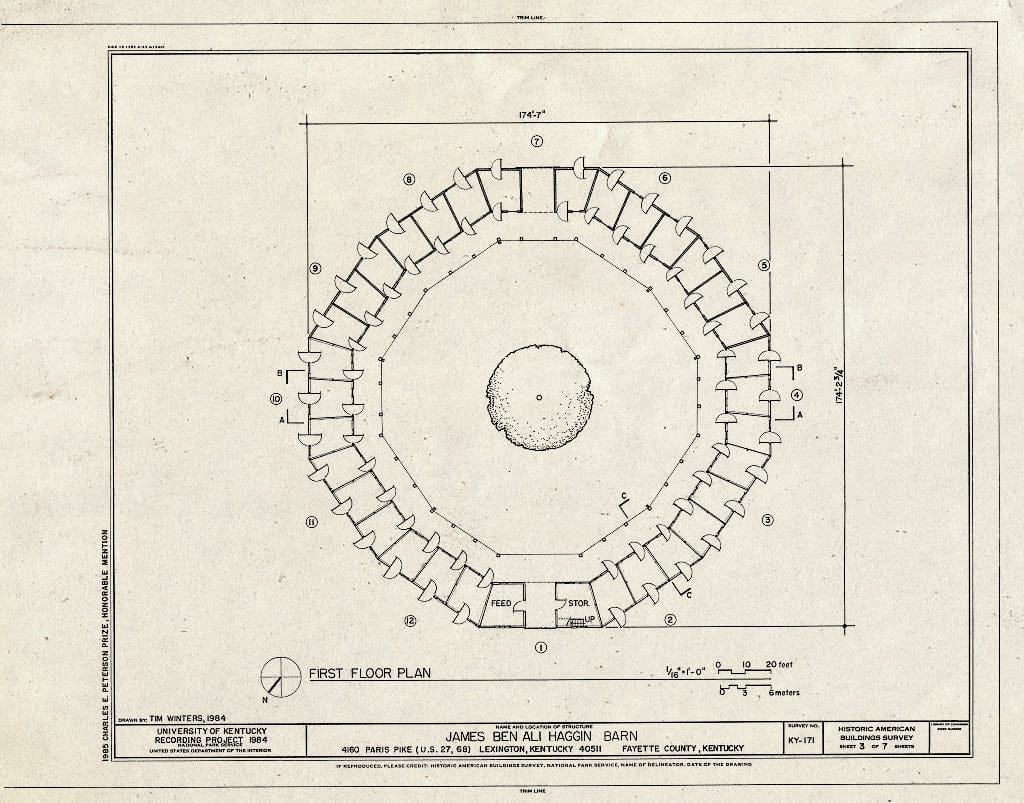 Blueprint HABS KY,34-LEX,11A- (Sheet 3 of 7) - James Ben Ali Haggin Barn, 4160 Paris Pike (U.S. 27, 68), Lexington, Fayette County, KY