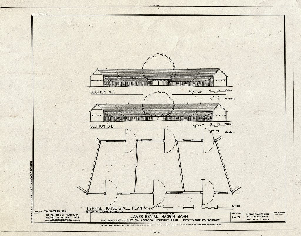Blueprint HABS KY,34-LEX,11A- (Sheet 6 of 7) - James Ben Ali Haggin Barn, 4160 Paris Pike (U.S. 27, 68), Lexington, Fayette County, KY