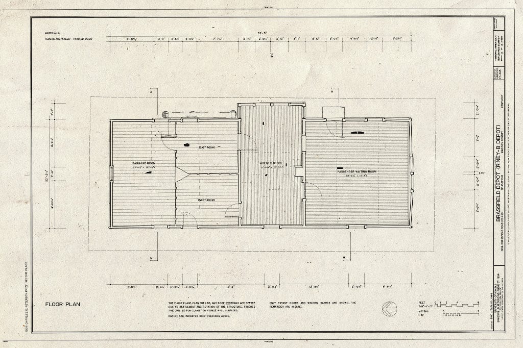 Blueprint HABS KY,76-Brass,1- (Sheet 2 of 6) - Brassfield Depot, 1964 Brassfield Road (State Route 499), Brassfield, Madison County, KY