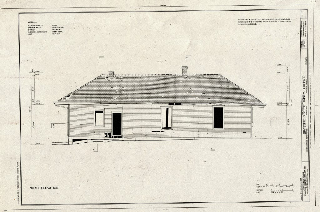 Blueprint HABS KY,76-Brass,1- (Sheet 5 of 6) - Brassfield Depot, 1964 Brassfield Road (State Route 499), Brassfield, Madison County, KY