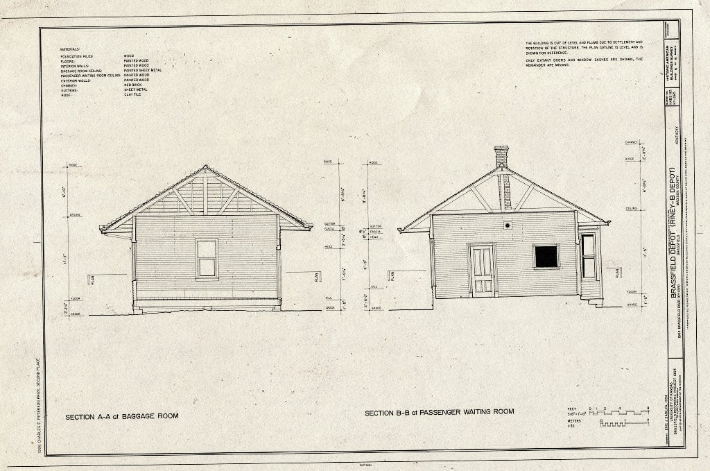 Blueprint HABS KY,76-Brass,1- (Sheet 6 of 6) - Brassfield Depot, 1964 Brassfield Road (State Route 499), Brassfield, Madison County, KY