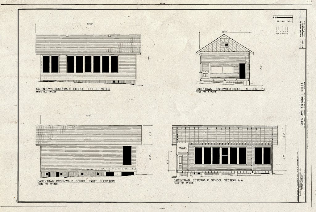 Blueprint HABS KY-288 (Sheet 3 of 3) - Cadentown Rosenwald School, Caden Lane, Lexington, Fayette County, KY