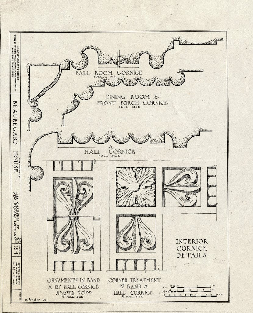 Blueprint HABS LA,36-NEWOR,1- (Sheet 14 of 16) - Beauregard House, 1113 Chartres Street, New Orleans, Orleans Parish, LA