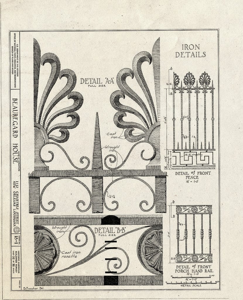 Blueprint HABS LA,36-NEWOR,1- (Sheet 16 of 16) - Beauregard House, 1113 Chartres Street, New Orleans, Orleans Parish, LA
