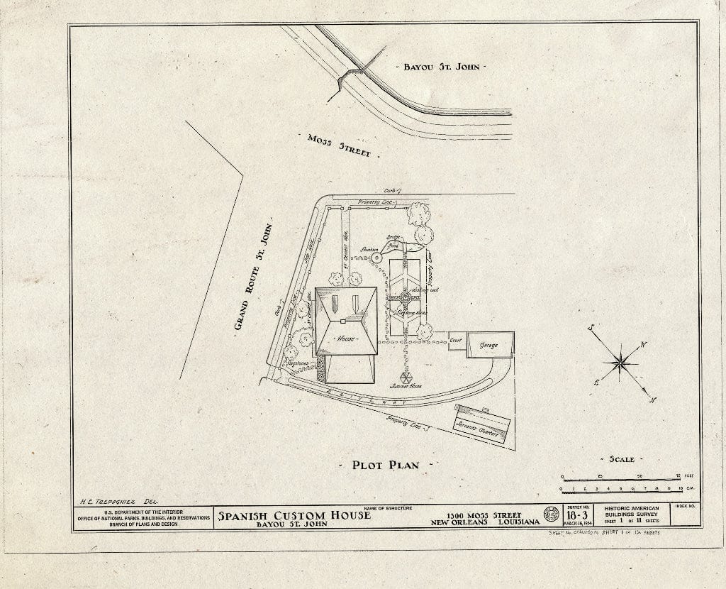 Blueprint HABS LA,36-NEWOR,3- (Sheet 1 of 12) - Spanish Custom House, 1300 Moss Street, New Orleans, Orleans Parish, LA