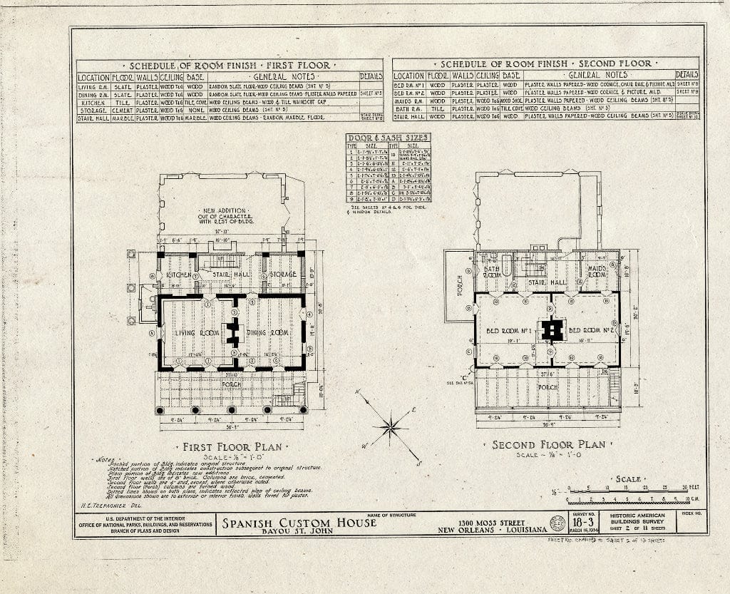 Blueprint HABS LA,36-NEWOR,3- (Sheet 2 of 12) - Spanish Custom House, 1300 Moss Street, New Orleans, Orleans Parish, LA
