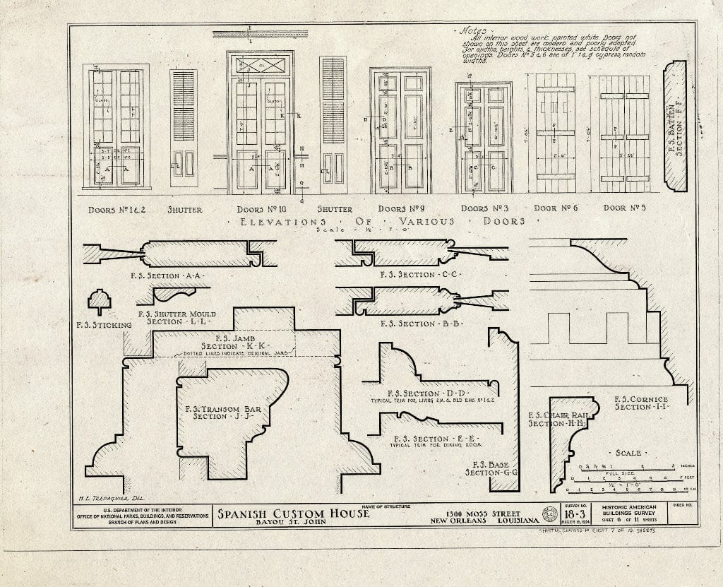 Blueprint HABS LA,36-NEWOR,3- (Sheet 7 of 12) - Spanish Custom House, 1300 Moss Street, New Orleans, Orleans Parish, LA