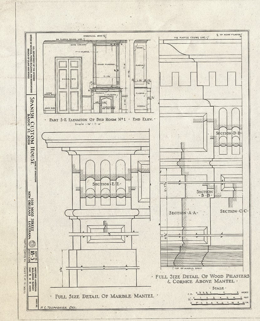 Blueprint HABS LA,36-NEWOR,3- (Sheet 9 of 12) - Spanish Custom House, 1300 Moss Street, New Orleans, Orleans Parish, LA