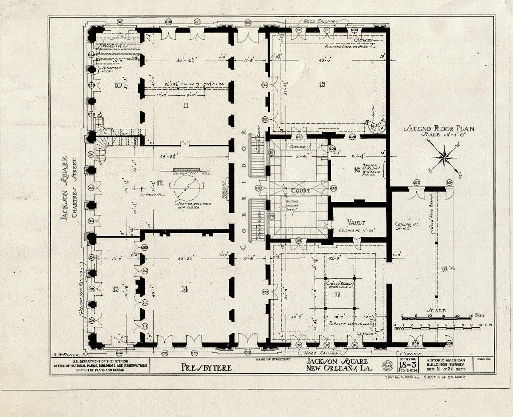 Blueprint HABS LA,36-NEWOR,5- (Sheet 2 of 22) - Presbytere, Jackson Square, New Orleans, Orleans Parish, LA