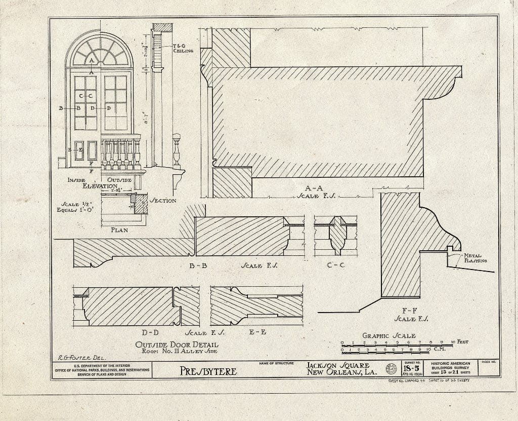 Blueprint HABS LA,36-NEWOR,5- (Sheet 16 of 22) - Presbytere, Jackson Square, New Orleans, Orleans Parish, LA