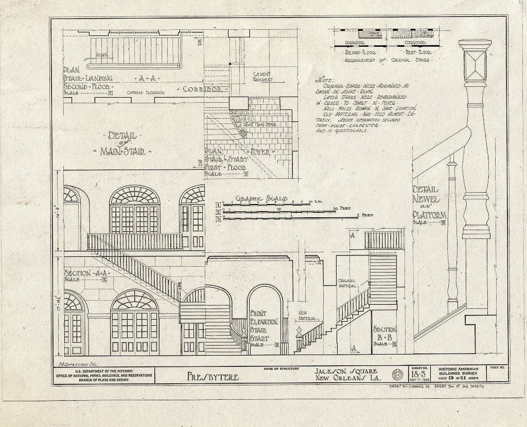 Blueprint HABS LA,36-NEWOR,5- (Sheet 20 of 22) - Presbytere, Jackson Square, New Orleans, Orleans Parish, LA