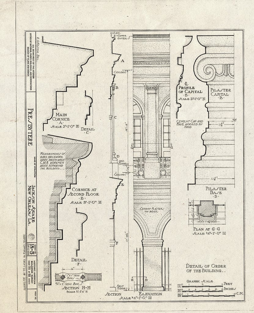 Blueprint HABS LA,36-NEWOR,5- (Sheet 22 of 22) - Presbytere, Jackson Square, New Orleans, Orleans Parish, LA