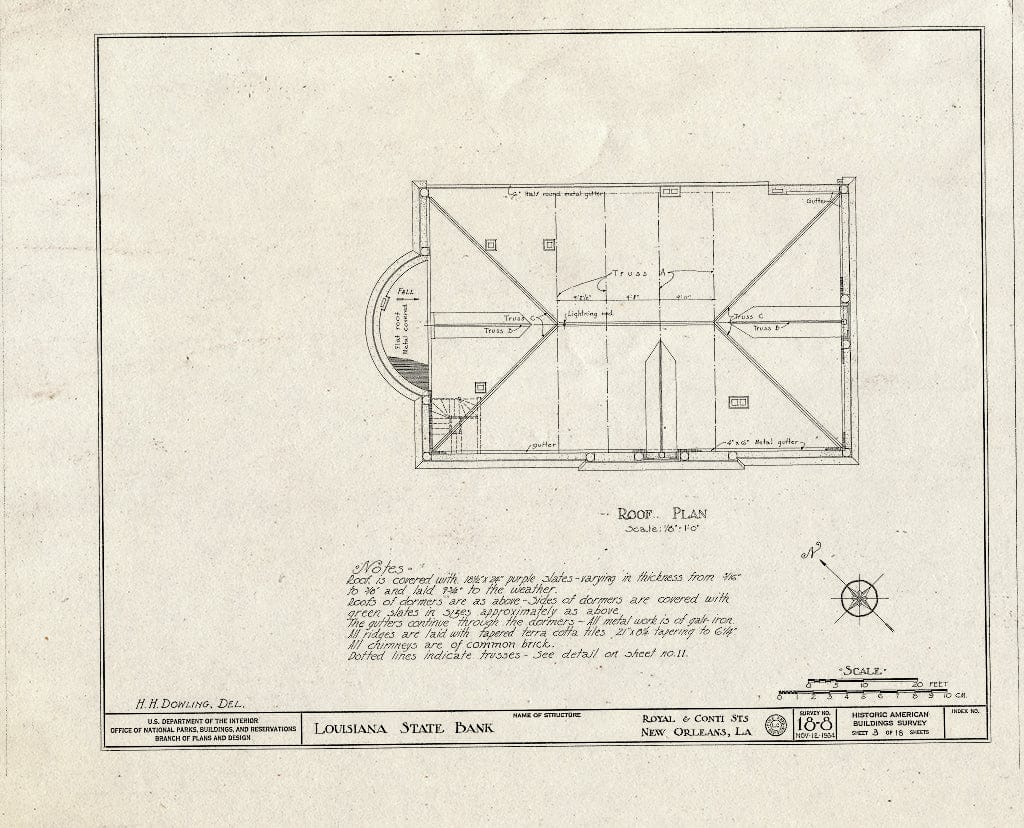 Blueprint HABS LA,36-NEWOR,7- (Sheet 3 of 18) - Louisiana State Bank, 403 Royal Street, New Orleans, Orleans Parish, LA
