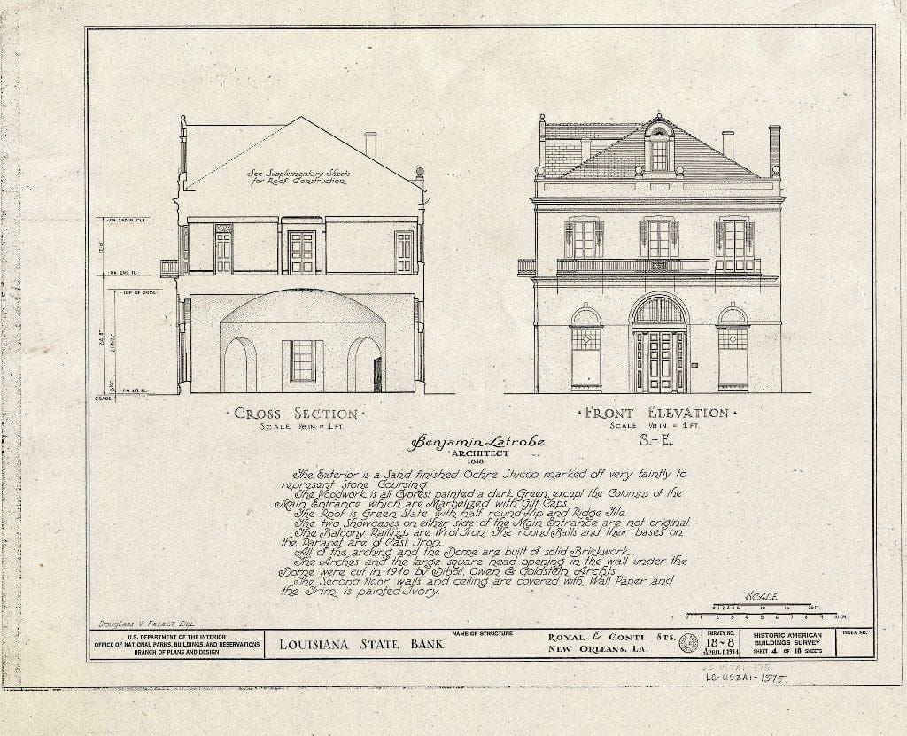 Blueprint HABS LA,36-NEWOR,7- (Sheet 4 of 18) - Louisiana State Bank, 403 Royal Street, New Orleans, Orleans Parish, LA