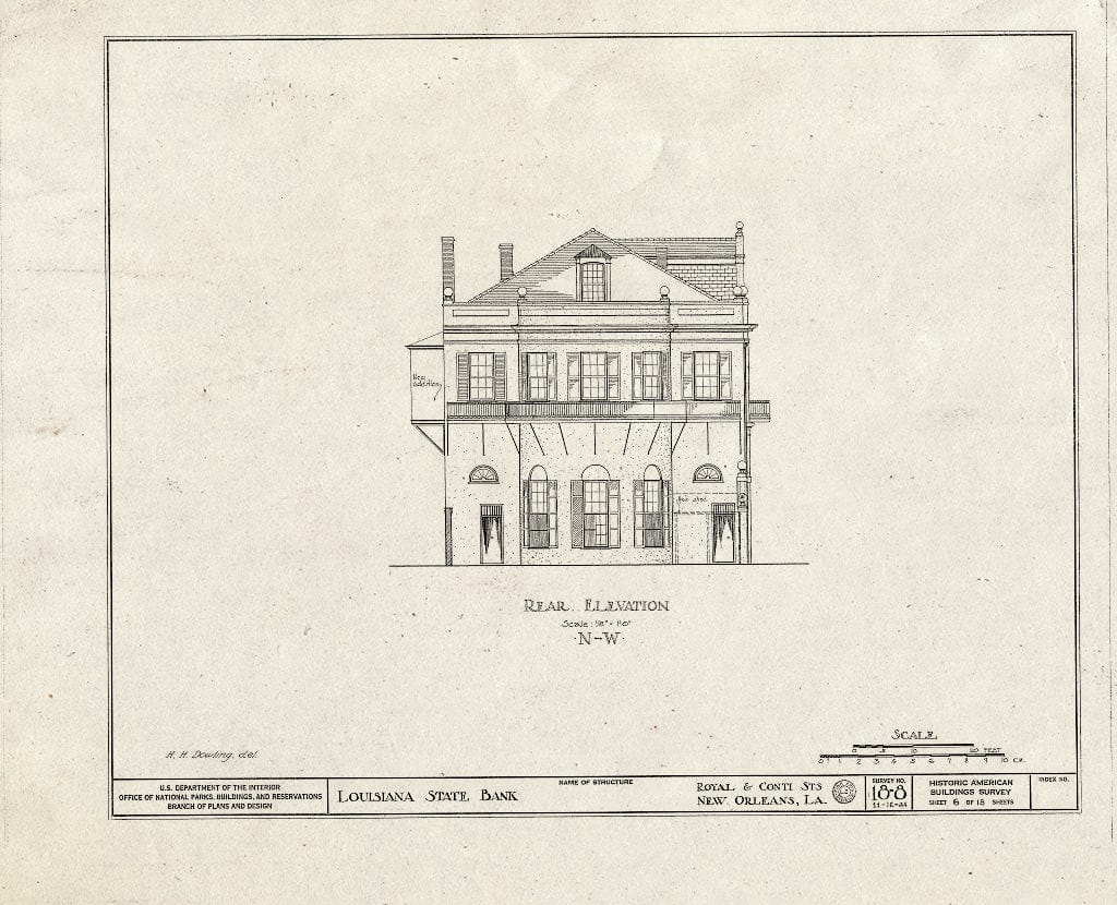 Blueprint HABS LA,36-NEWOR,7- (Sheet 6 of 18) - Louisiana State Bank, 403 Royal Street, New Orleans, Orleans Parish, LA