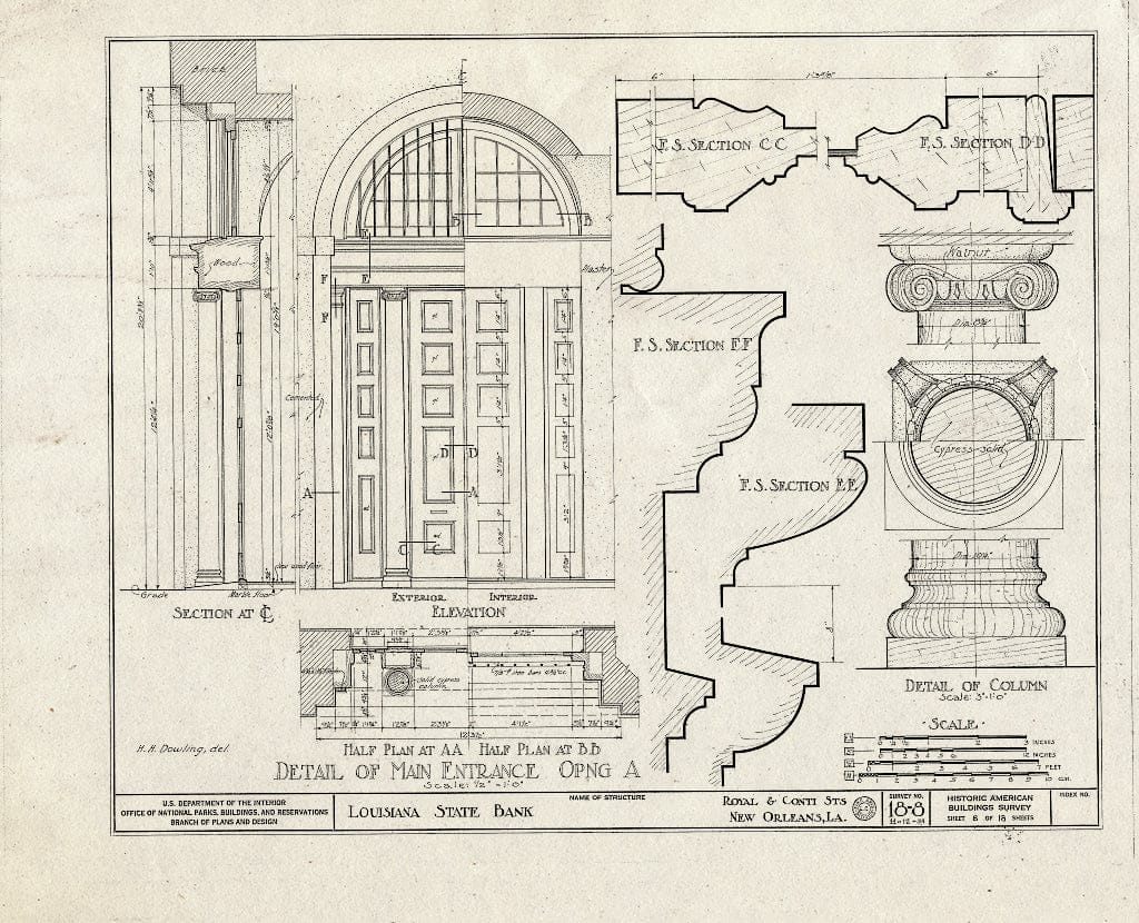 Blueprint HABS LA,36-NEWOR,7- (Sheet 8 of 18) - Louisiana State Bank, 403 Royal Street, New Orleans, Orleans Parish, LA