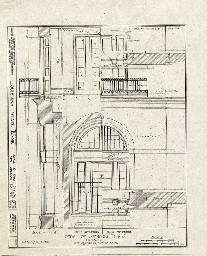 Blueprint HABS LA,36-NEWOR,7- (Sheet 9 of 18) - Louisiana State Bank, 403 Royal Street, New Orleans, Orleans Parish, LA