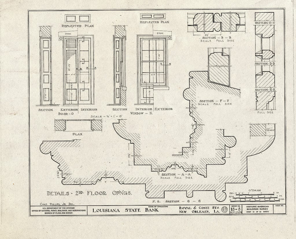 Blueprint HABS LA,36-NEWOR,7- (Sheet 13 of 18) - Louisiana State Bank, 403 Royal Street, New Orleans, Orleans Parish, LA