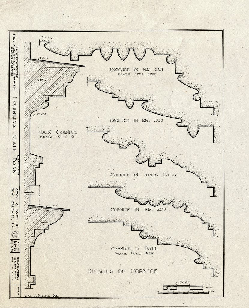 Blueprint HABS LA,36-NEWOR,7- (Sheet 15 of 18) - Louisiana State Bank, 403 Royal Street, New Orleans, Orleans Parish, LA