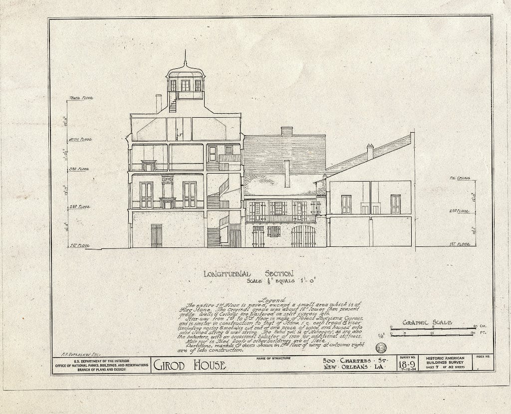Blueprint HABS LA,36-NEWOR,8- (Sheet 7 of 32) - Girod House, 500-506 Chartres Street, New Orleans, Orleans Parish, LA