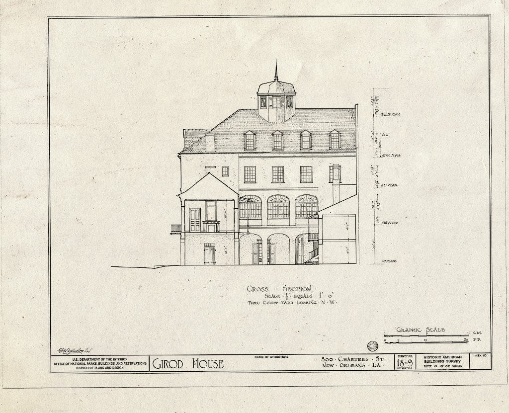 Blueprint HABS LA,36-NEWOR,8- (Sheet 8 of 32) - Girod House, 500-506 Chartres Street, New Orleans, Orleans Parish, LA