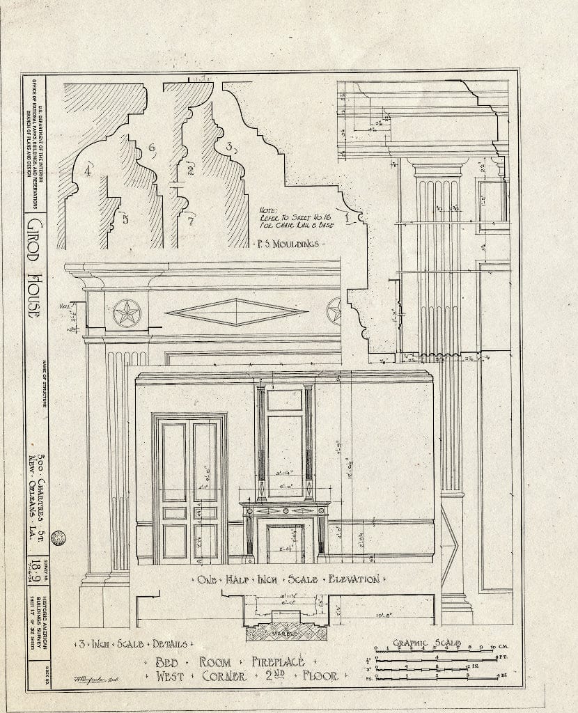 Blueprint HABS LA,36-NEWOR,8- (Sheet 17 of 32) - Girod House, 500-506 Chartres Street, New Orleans, Orleans Parish, LA