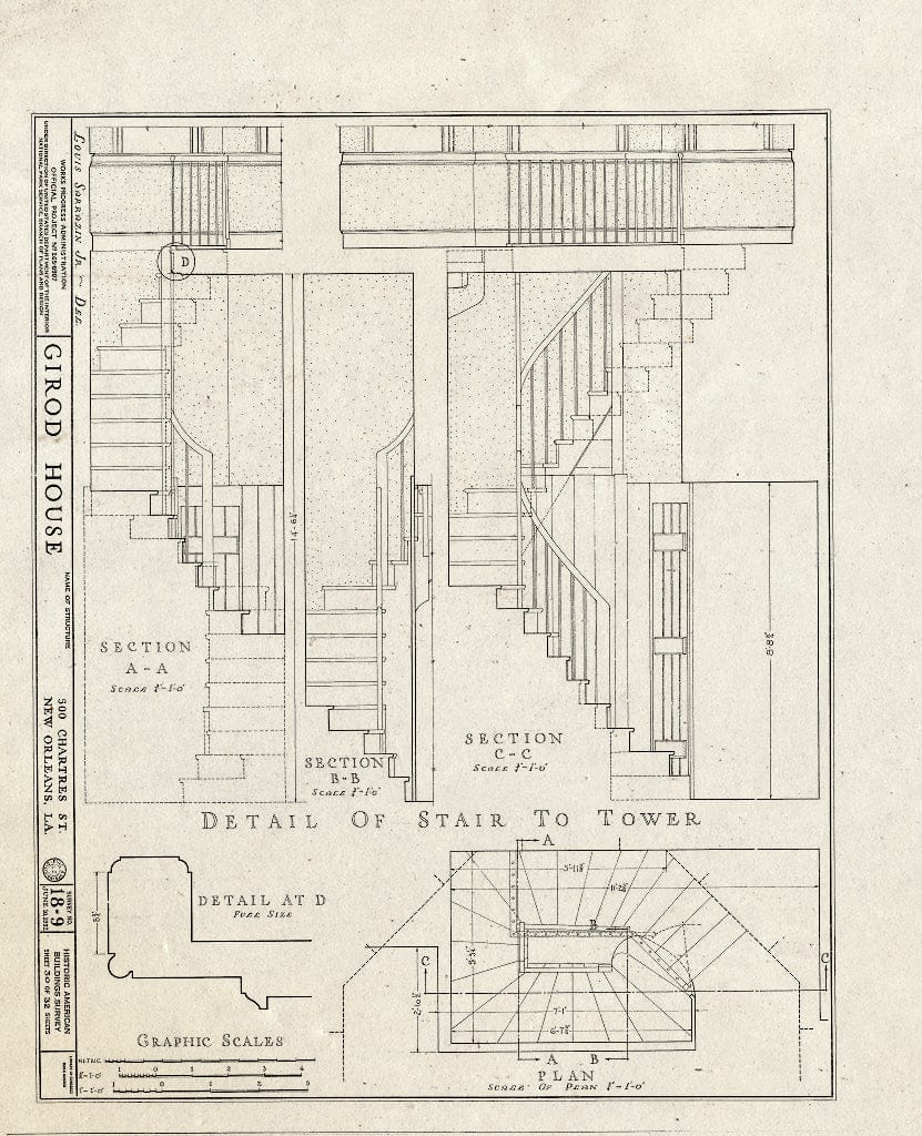 Blueprint HABS LA,36-NEWOR,8- (Sheet 30 of 32) - Girod House, 500-506 Chartres Street, New Orleans, Orleans Parish, LA