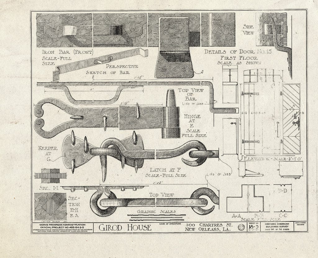 Blueprint HABS LA,36-NEWOR,8- (Sheet 32 of 32) - Girod House, 500-506 Chartres Street, New Orleans, Orleans Parish, LA