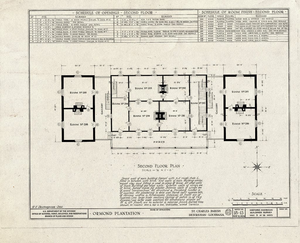 Blueprint HABS LA,45-DEST.V,1- (Sheet 3 of 14) - Ormond Plantation, State Highway 1, Saint Rose, St. Charles Parish, LA