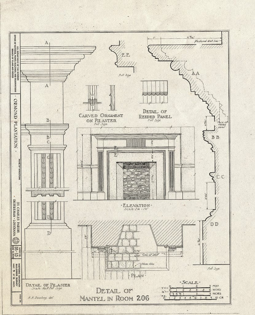 Blueprint HABS LA,45-DEST.V,1- (Sheet 9 of 14) - Ormond Plantation, State Highway 1, Saint Rose, St. Charles Parish, LA